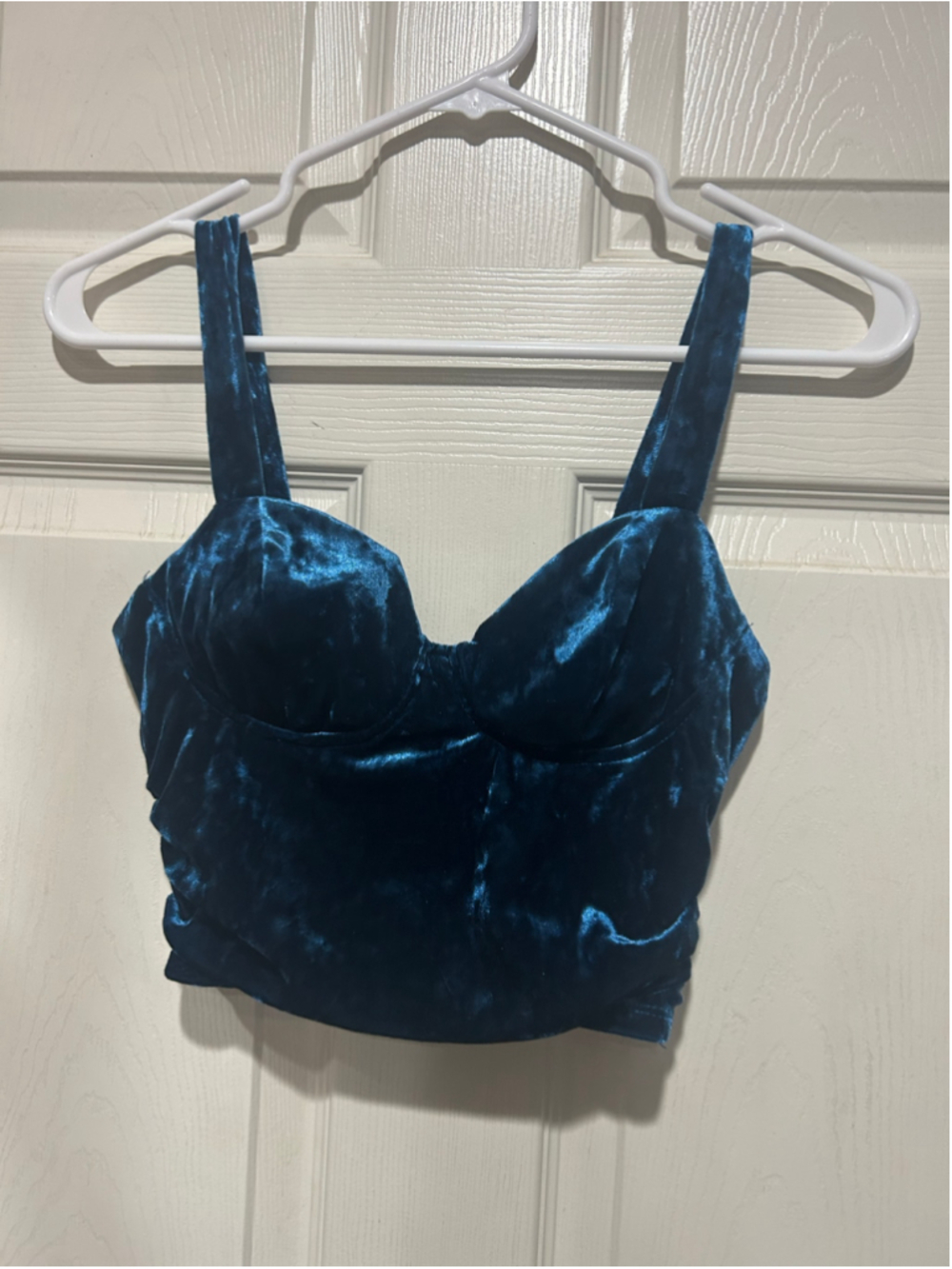 Women's Mera Velvet Crop Top Blue Size S